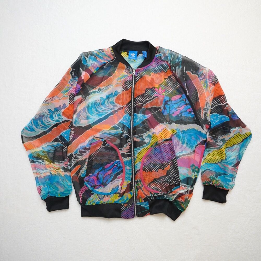 Limited Adidas Venice Beach Chiffon Mesh Bomber Jacket - Women Small